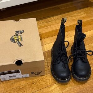 Dr. Martens Black Boots with Yellow Stitching